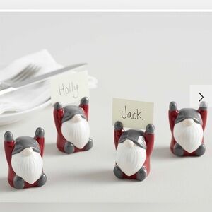 16 Pottery Barn Red and White Gnome Place card Holders